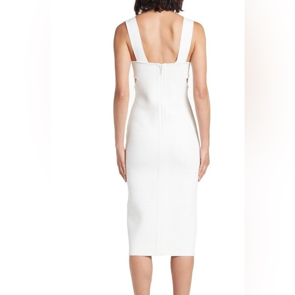 NWT Herve Leger Ottomon Bustier Alabaster Rib Knit Cutout Dress - Picture 2 of 15